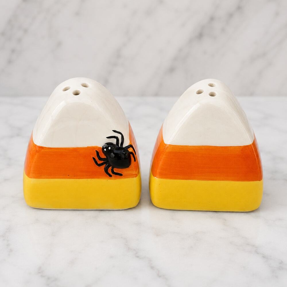 Candy Corn Spider Halloween Salt & Pepper Shakers